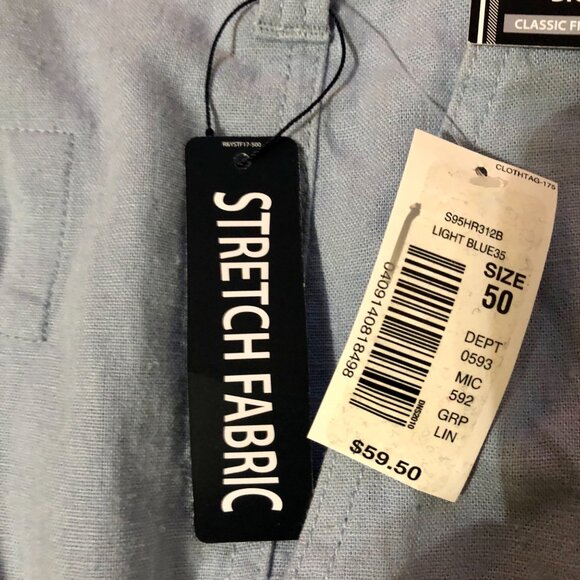 Roundtree Yorke Light Blue Shorts Mens 50 NEW Linen Blend - Picture 10 of 11